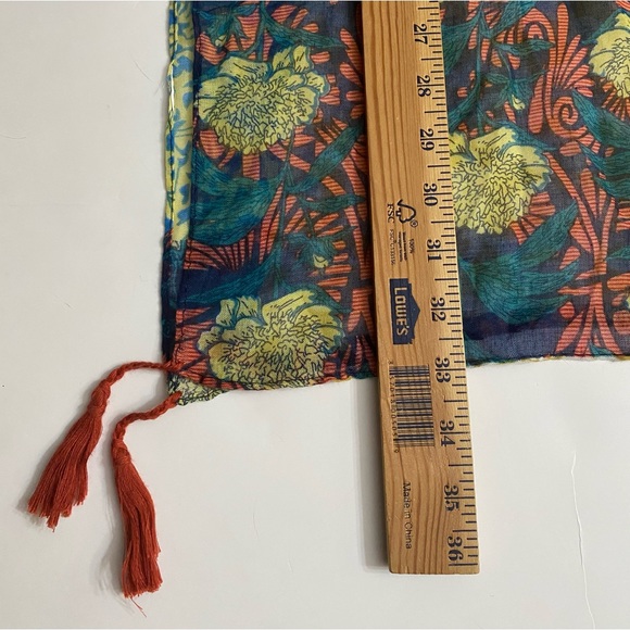 Paparazzi by Biz colorful semi- sheer Oversized poncho Swimsuit cover up tassels - Picture 6 of 7